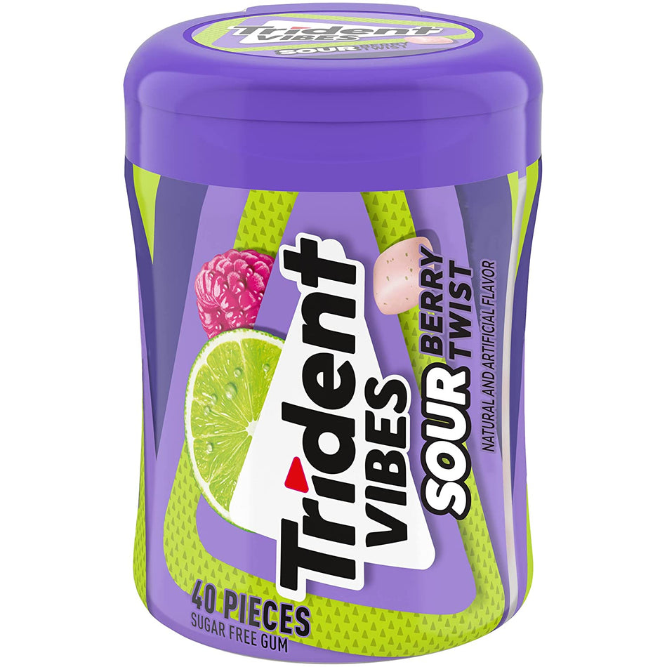 Trident Vibes Sour Berry Twist 40 Piece Gum Bottle