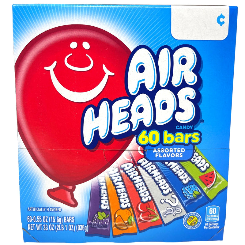 Airheads Taffy Candy Bars Variety Pack 60 Pieces - 1 Box