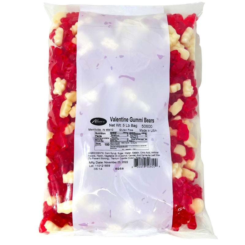 Albanese Valentine's Gummy Bears Red & White 5lbs - 1 Bag