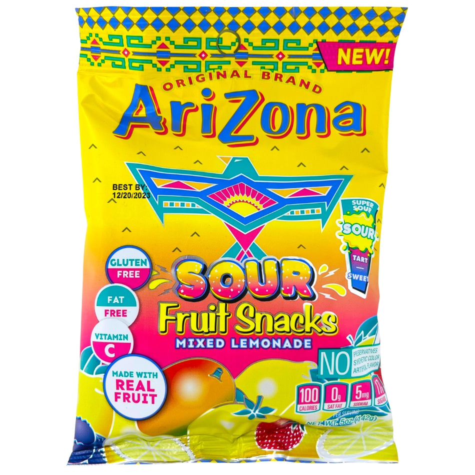 Arizona Sour Lemonade Fruit Snacks 142g - 12 Pack **BB 2024/Oct/18**