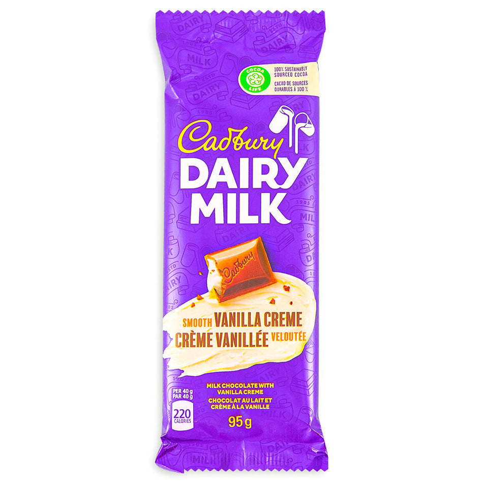 Cadbury Dairy Milk Smooth Vanilla Creme Bar 95g - 12 Pack