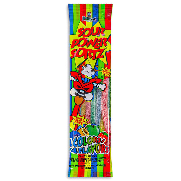 Sour Power Straws Sortz 4 Flavors 1.75oz - 24 Pack