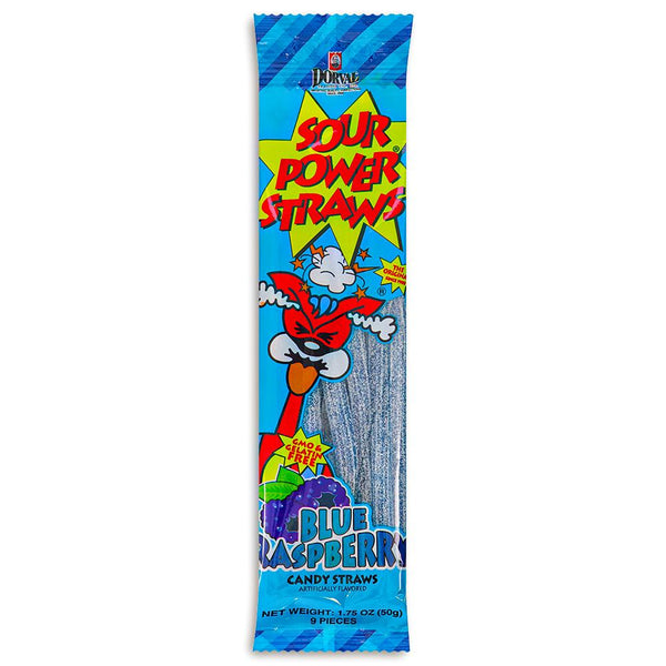 Sour Power Straws Blue Raspberry 1.75oz - 24 Pack