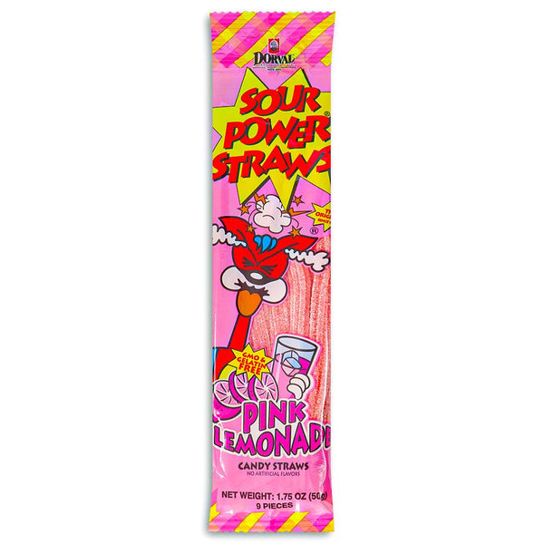 Sour Power Straws Pink Lemonade 1.75oz - 24 Pack