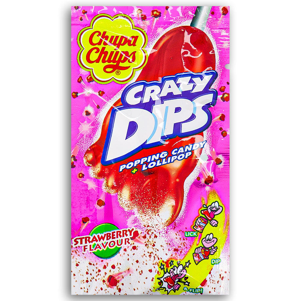 Chupa Chups Dips Strawberry Lollipops 24 PK | Retro Candy