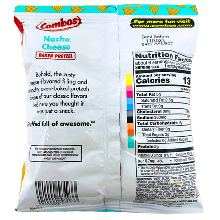Combos Snacks Nacho Cheese 6.3oz - 12 Pack - Ingredients - Nutritional Facts - American Snacks                                                  ingredients nutrition facts