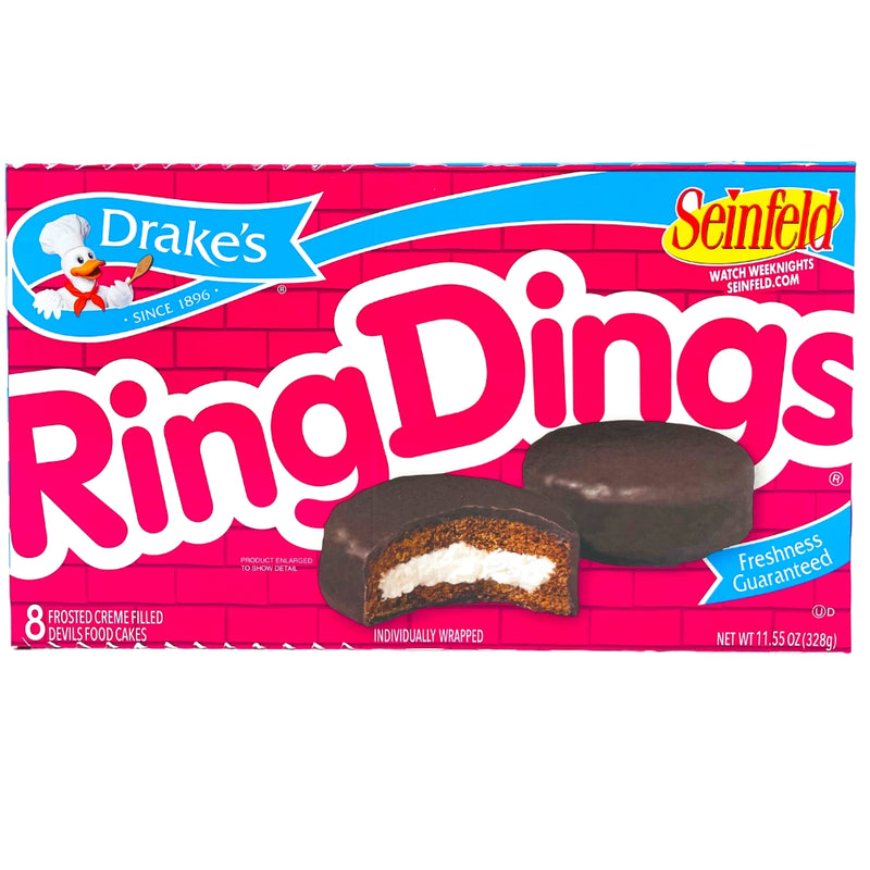 Drakes Ring Dings (8 Pieces) - 1 Box - American Snacks