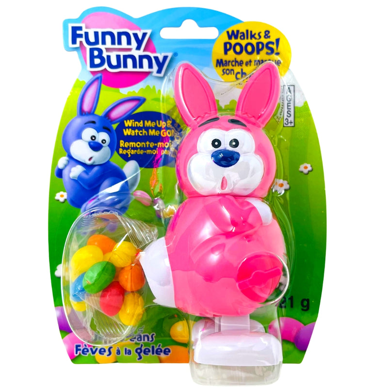 Funny Bunny Wind-up Toy with Candy - 8 Pack pink