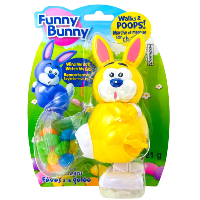 Funny Bunny Wind-up Toy with Candy - 8 Pack yellow