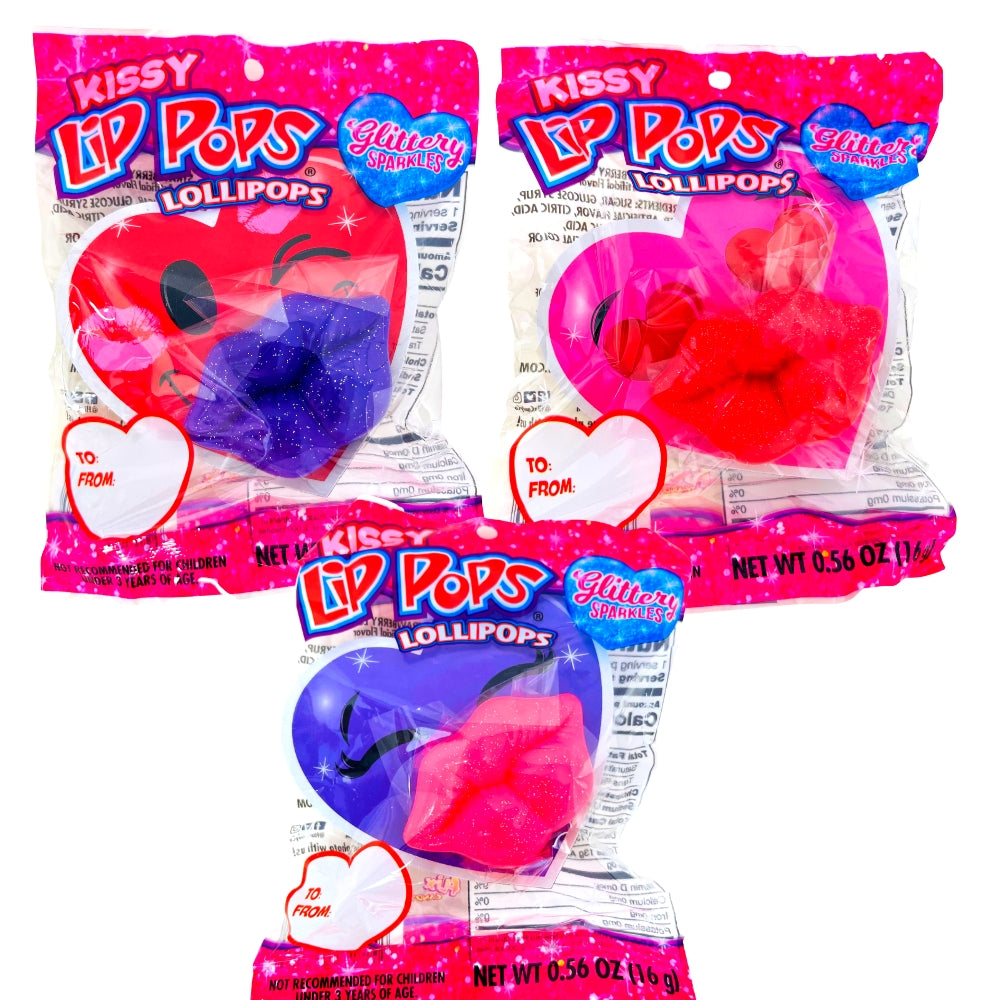 Glitter Kissy Lip Pops 0.8oz - 12 Pack - Lollipops