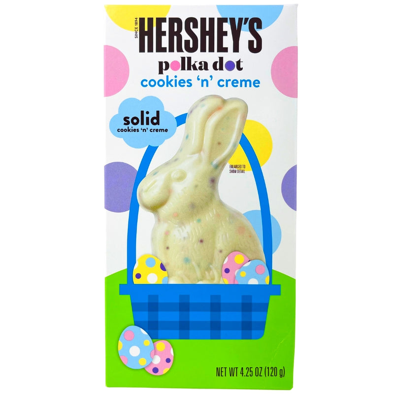 Hershey's Polka Dot Cookies 'n' Creme Solid Easter Bunny 4.25oz - 12 Pack