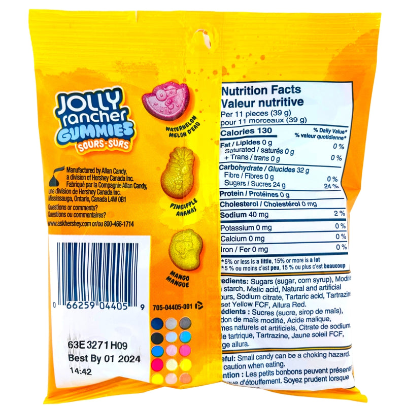 Jolly Rancher Gummies Sour Tropical 182g ingredients nutrition facts