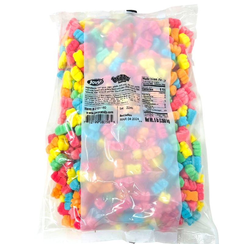 Jovy Sour Neon Gummy Bears 5lbs - 1 Bag