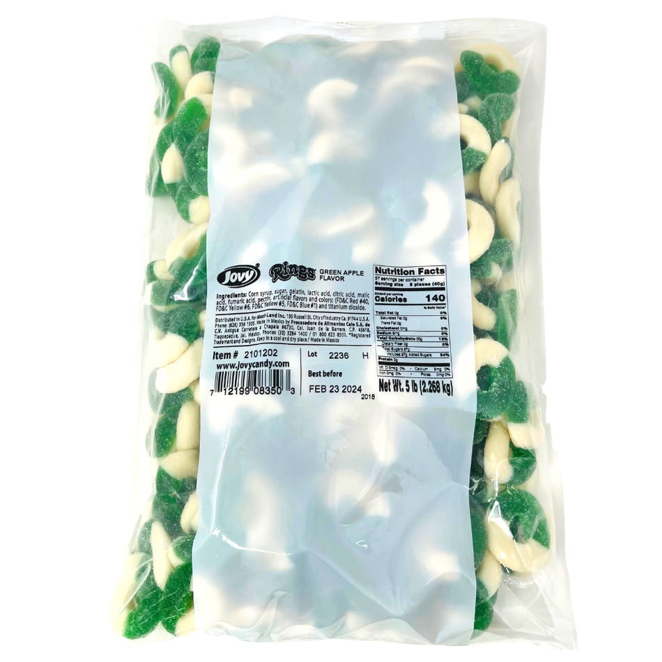 Jovy Gummy Rings Green Apple 5lbs - 1 Bag