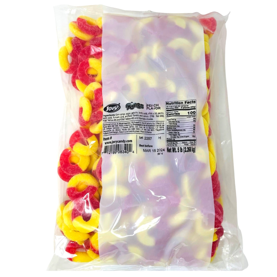 Jovy Gummy Rings Peach 5lbs - 1 Bag