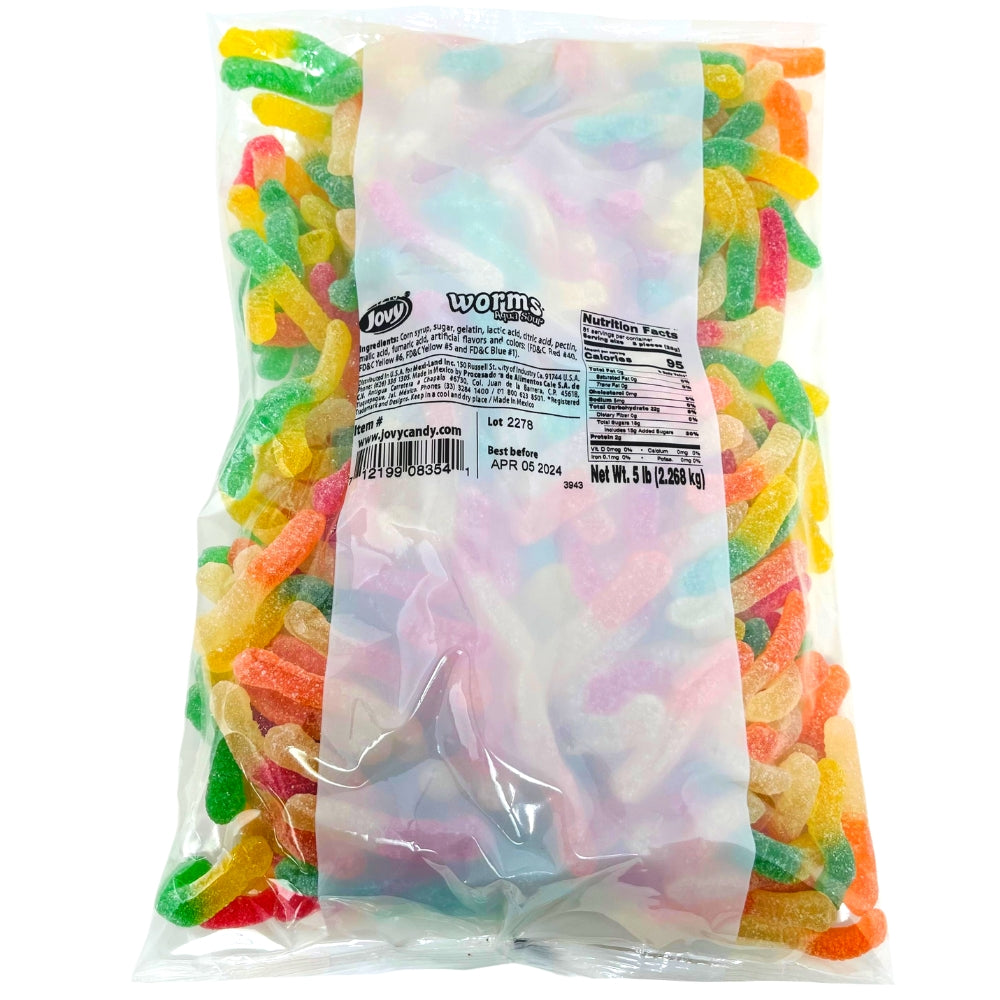 Jovy Gummy Worms Sour Worms 5lbs - 1 Bag