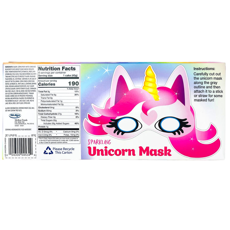 Little Debbie Unicorn Cakes Sparkling Strawberry (8 Pieces) ingredients nutrition facts