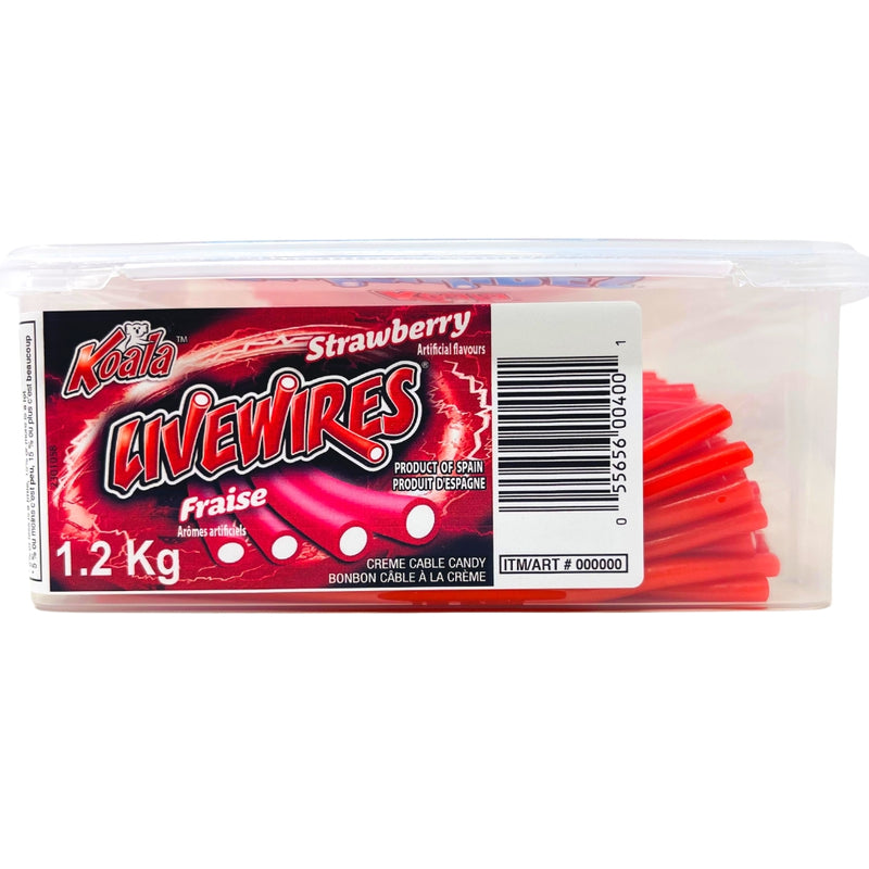 Livewires Candy -Strawberry 1.2kg - 1 Tub - Bulk Candy