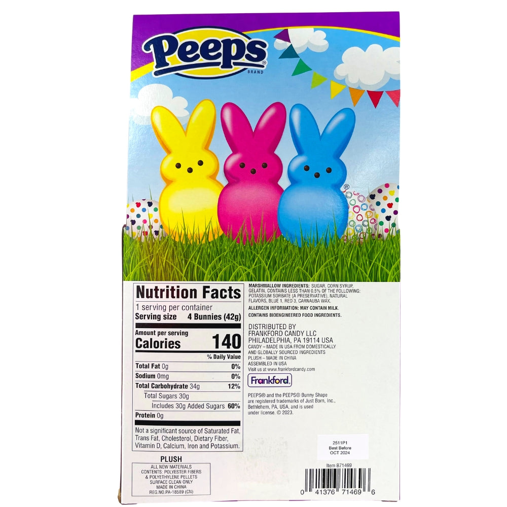 Peeps Blue Marshmallow Bunnies and Easter Plush 1.5oz - 6 Pack ingredients nutrition facts