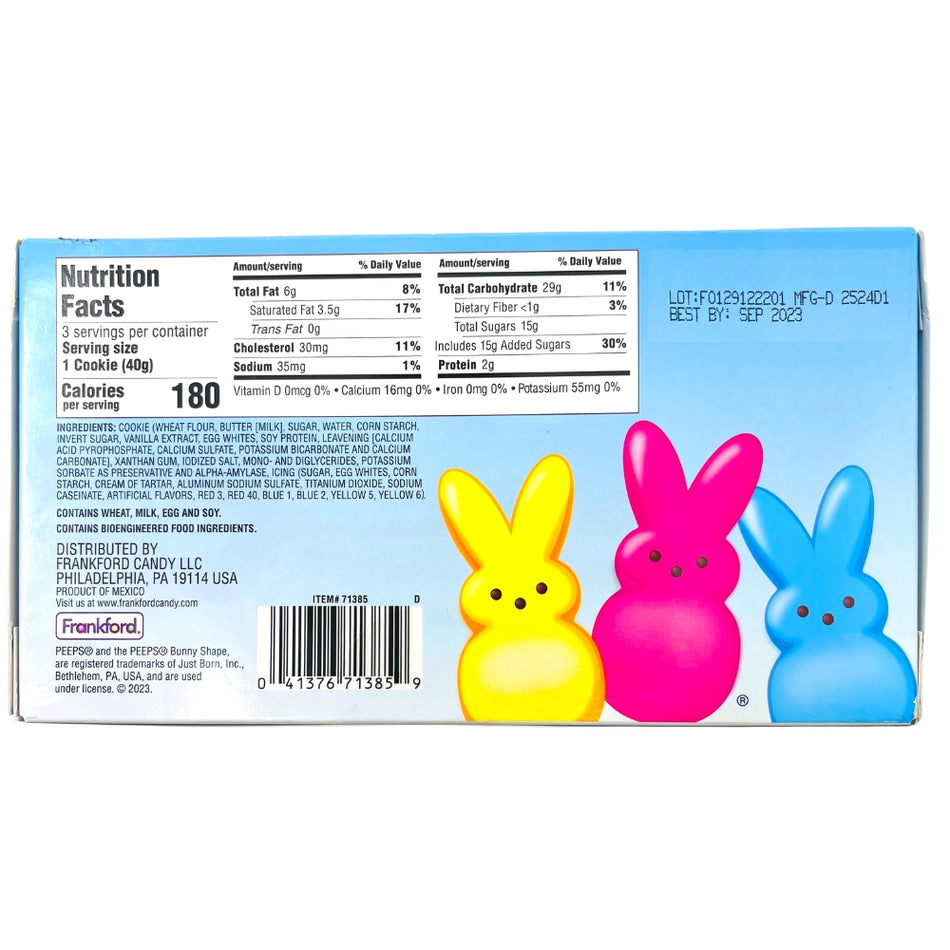 Peeps Easter Bunny Sugar Cookie 3 Piece Gift Set 4.32oz - 6 Pack ingredients nutrition facts