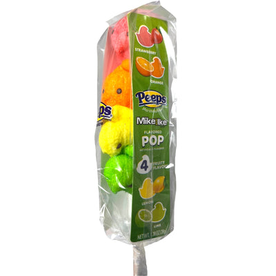 Peeps Marshmallow Chicks Mike and Ike Pops 1.38oz - 28 Pack label
