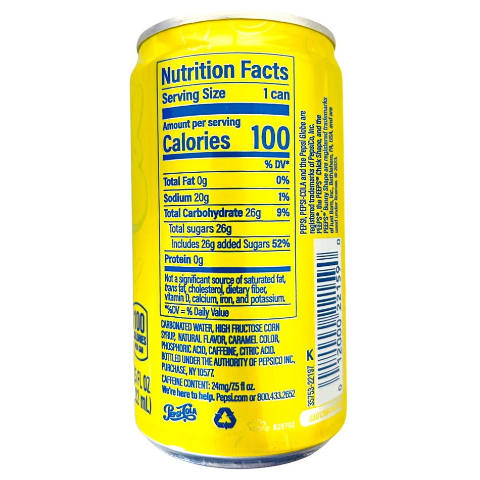 Easter 2023 Limited Edition Pepsi X Peeps Marshmallow Flavoured Cola 222ml ingredients