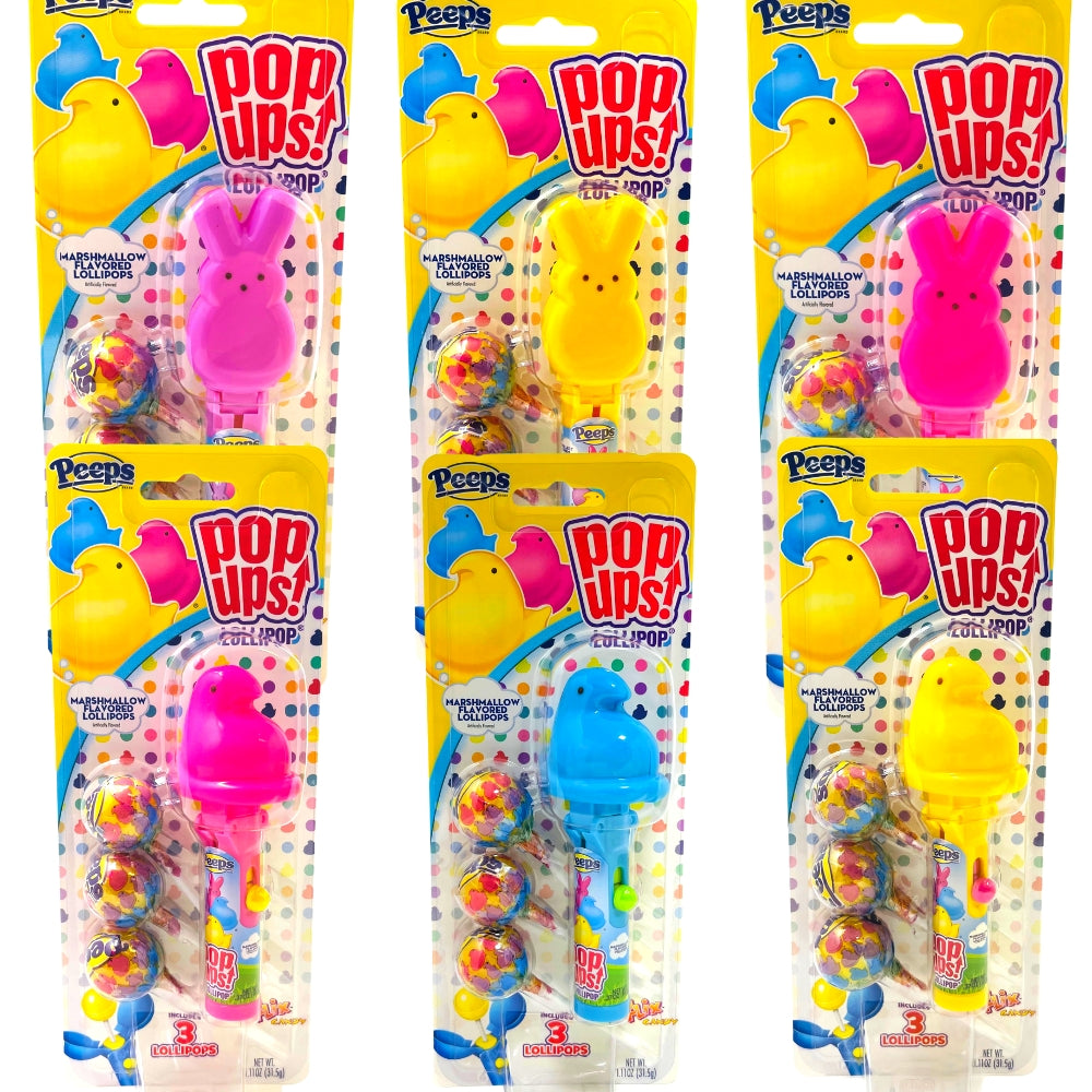 Peeps Easter Pop Ups Lollipops with Refills 1.11oz - 12 Pack assorted varieties - Pop Up Lollipop