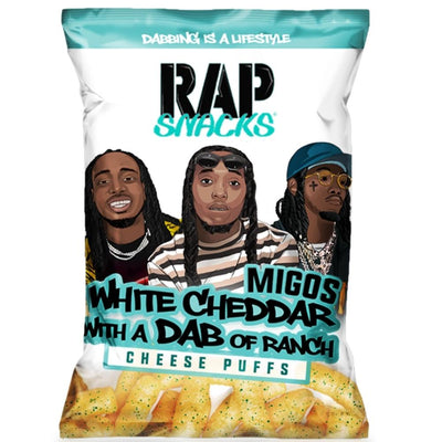 Rap Snacks Migos White Cheddar with a Dab of Ranch Cheese Puffs 2.75oz - 24 Pack