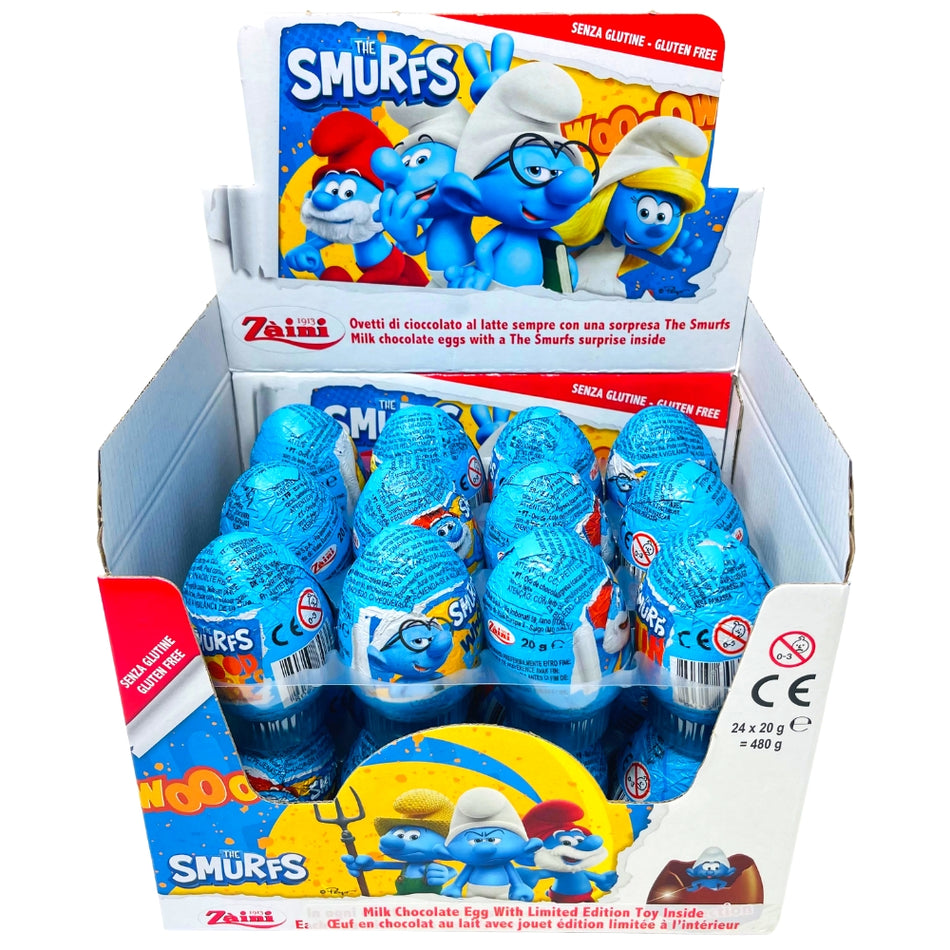 The Smurfs Chocolate Surprise Eggs 20g - 24 Pack display