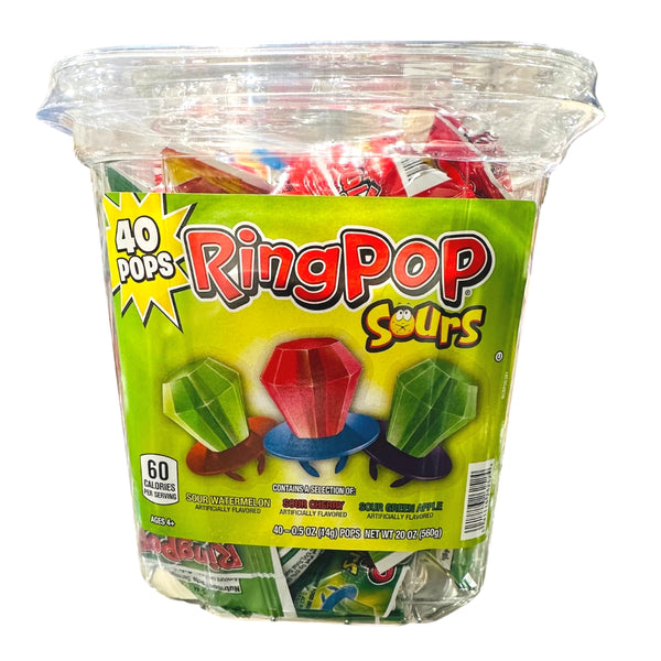 Ring Pop Sours - 40 Pack Tub