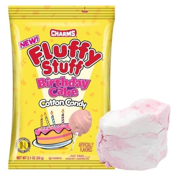 Charms Fluffy Stuff Birthday Cake Cotton Candy 2.1oz - 24Ct