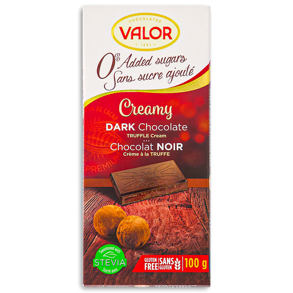 Valor No Sugar Added Dark Chocolate Truffle Cream 100g - 17 Pack