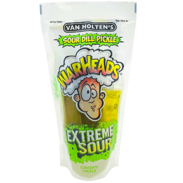 Van Holten's Warheads Jumbo Extreme Sour Dill Pickle - 12 Pack