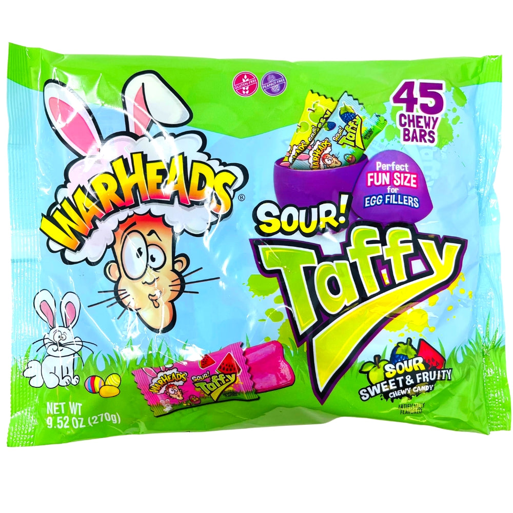Easter Warheads Sour Mini Taffy Bars 45 Pieces - 12 Pack