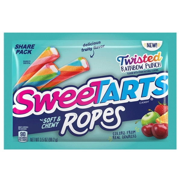 Sweetarts Soft & Chewy Ropes Twisted Rainbow Punch 3.5oz - 12 Pack