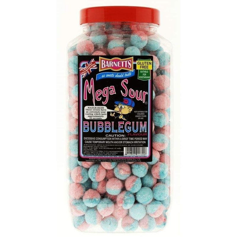 Barnetts Mega Sour Bubblegum Candy 3kg - 1 Tub
