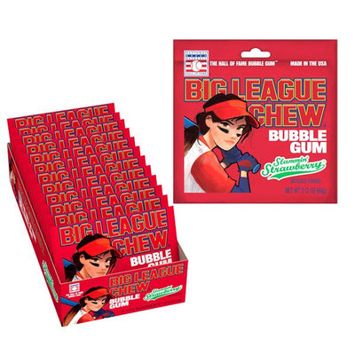 Big League Chew Bubble Gum Slammin' Strawberry - 12 CT