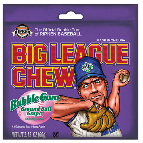 Big League Chew Bubble Gum-Ground Ball Grape