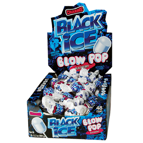 Charms Blow Pop Black Ice Bubblegum Lollipops Retro Candy 48CT