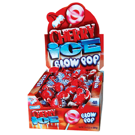 Charms Blow Pop Cherry Ice Bubblegum Lollipops Retro Candy 48CT