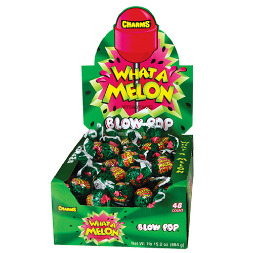 Charms Blow Pop What A Melon Bubblegum Lollipops Retro Candy 48CT