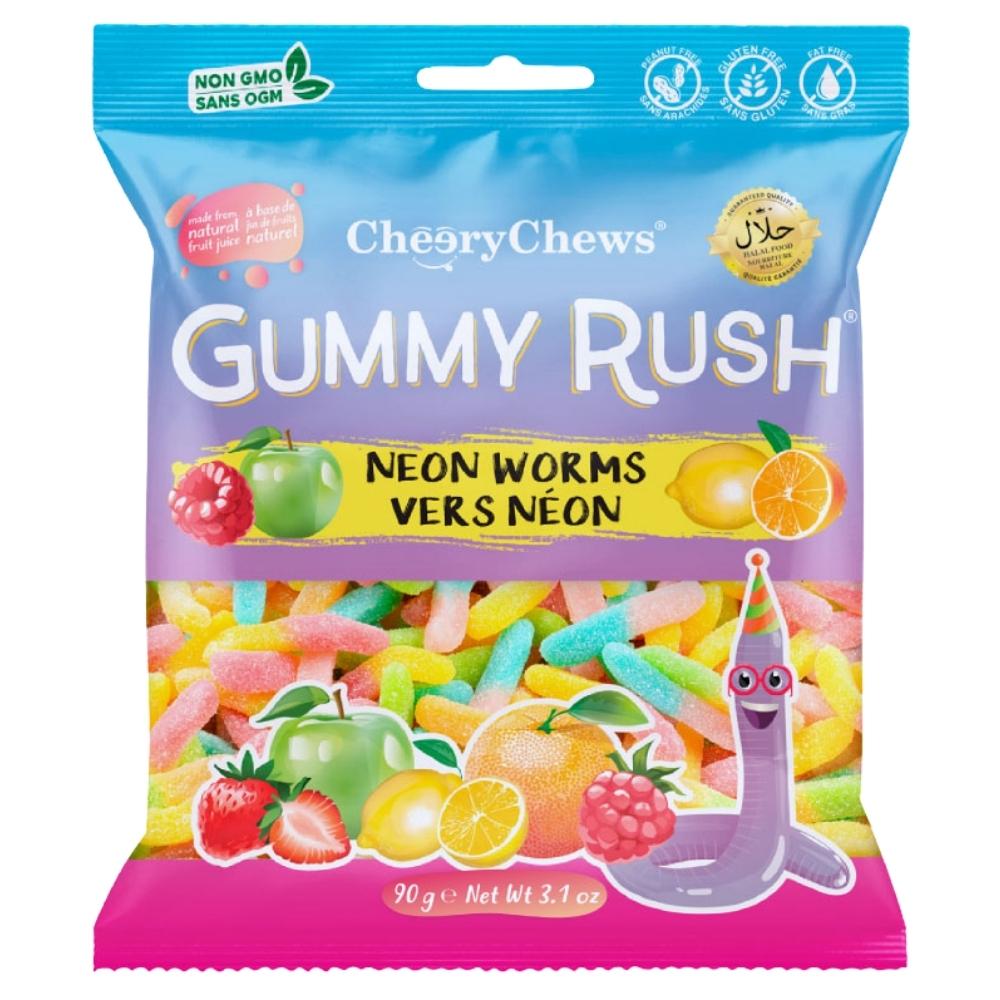 Gummy Rush Neon Worms 90g 12 Pack