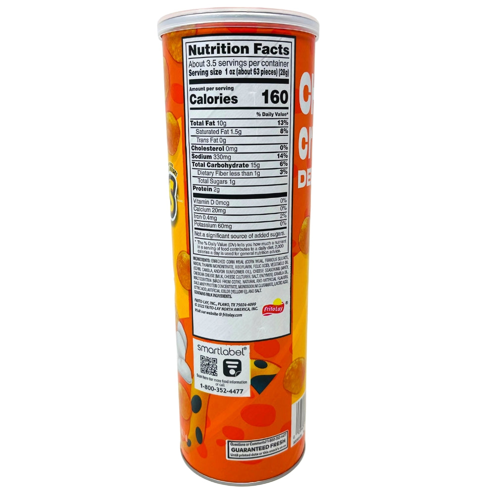 Cheetos Minis Cheddar Canister 3.625oz ingredients nutrition facts - American Snacks