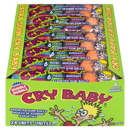 Cry Baby Bubble Gum 6 Piece Tube Sour Candy