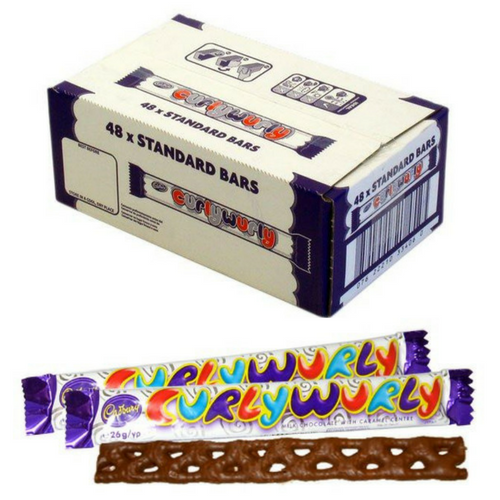 Cadbury Curly Wurly Caramel Chocolate Bars 48 Count-British Candy