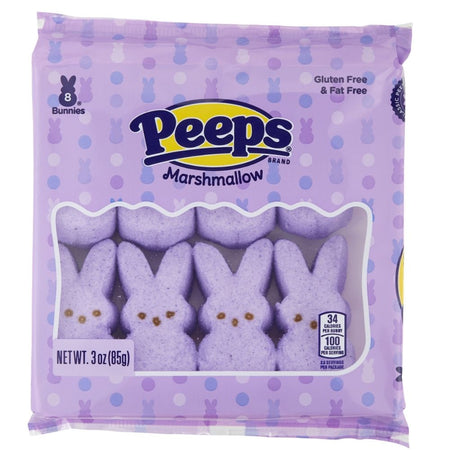 Peeps Marshmallow Lavender Bunnies 3oz (8pcs) - 40 Pack - Marshmallow Peeps - Easter Candy