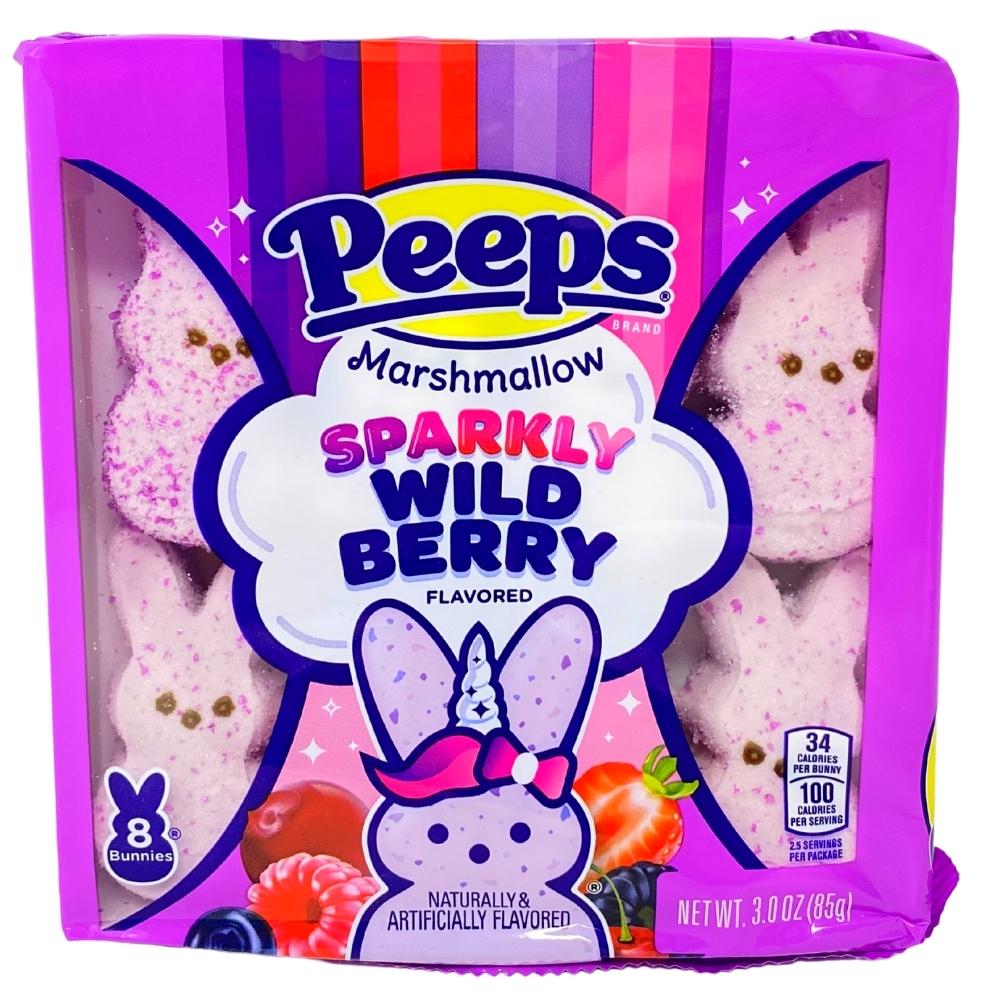 Peeps Marshmallow Bunnies Sparkly Wildberry 3oz (8pcs) - 40 Pack - Marshmallow Peeps - Easter Candy