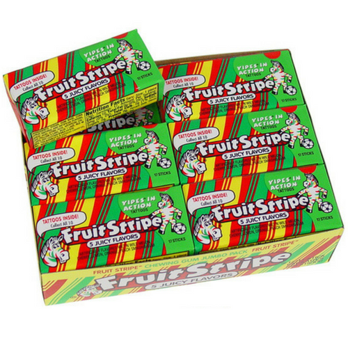 Fruit Stripe Bubble Gum-5 Juicy Flavors 12 CT