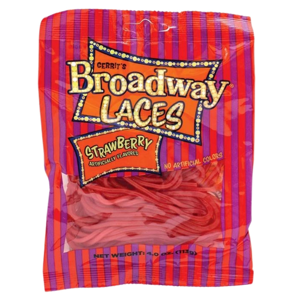 Gerrit's Broadway Strawberry Laces 4oz - 12 Pack