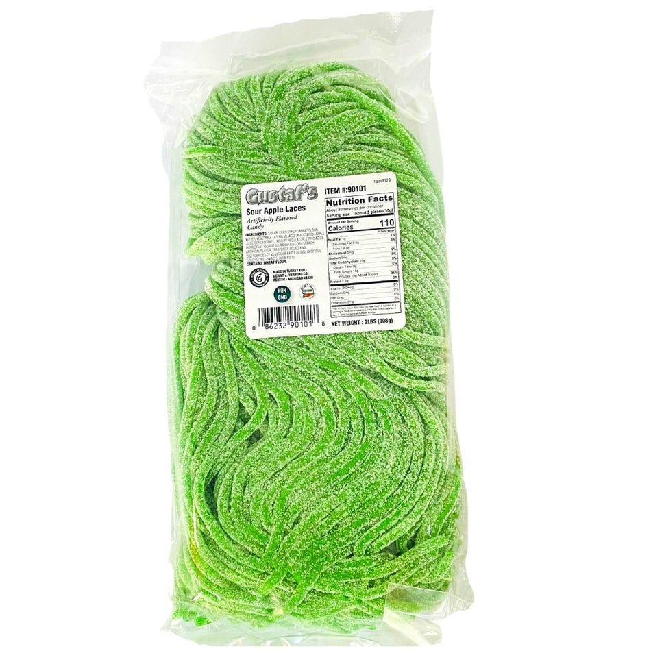 Gustaf's Sour Apple Laces 2lb - 1 Bag